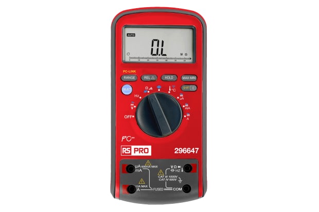 RS PRO 数字万用表，真有效值，最大 10A 交流电，最大 10A 直流电，最大 1000V 交流电